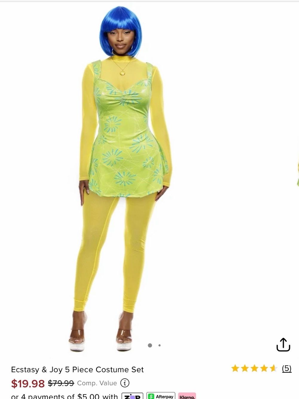 Yellow Floral Mesh Tunic Jumpsuit Set - Yellow